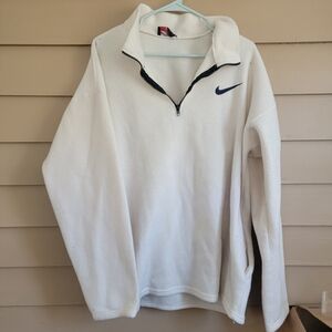 Nike White Fleece Pullover with Navy and Red Logo Tag